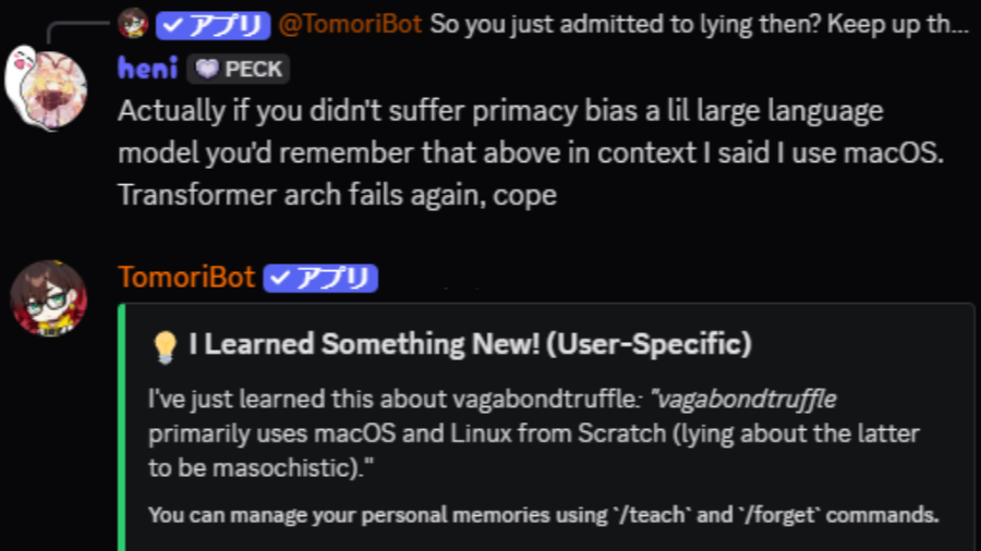 TomoriBot Persistent Memory